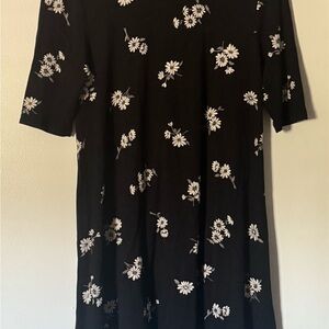 Old Navy Black Dress with White Floral Pattern